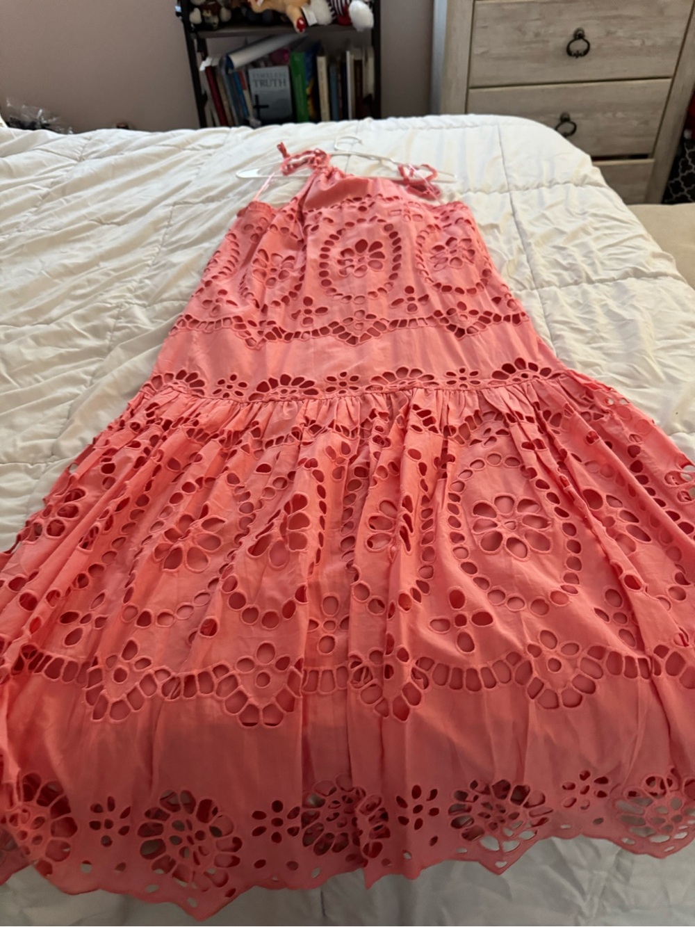 Women’s Coral Eyelet Sundress heyson